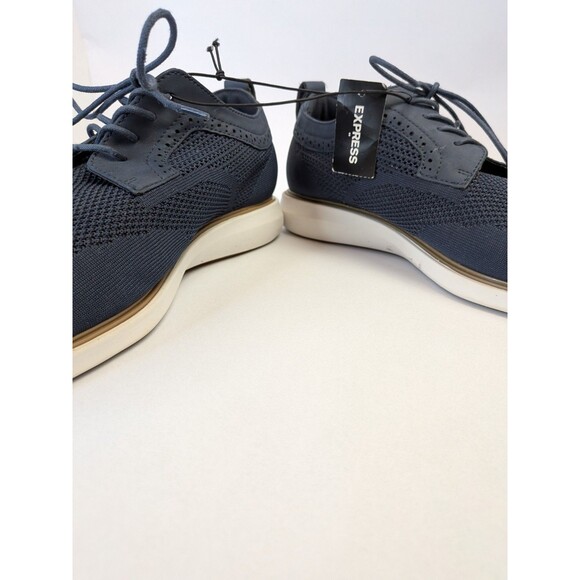 NEW Express Mens Size 12 Fabric Dress Sneakers Oxford Shoes Navy Blue Derby - Picture 10 of 16